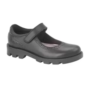 Roamers Girls Leather Touch Fastening Bar Shoe (1 UK) (Black)