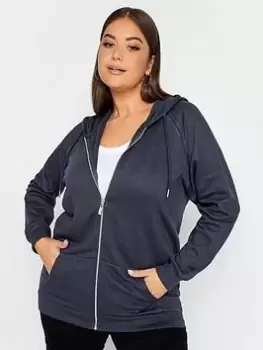 Yours Yours Raglan Zip Thru Hoodie Navy, Blue, Size 30-32, Women