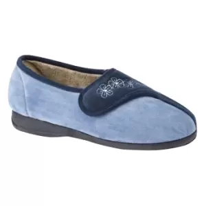 Sleepers Womens/Ladies Gemma Touch Fastening Embroidered Slippers (5 UK) (Navy/Blue)