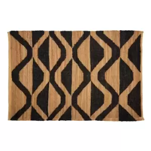 Natural and Black Aztec Hemp Rug