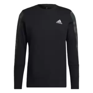 adidas Essentials Camo Print Long-Sleeve Top Mens - Black