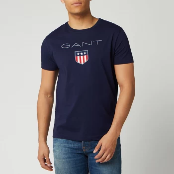 GANT Mens O1. Shield Short Sleeve T-Shirt - Evening Blue - XL - Blue