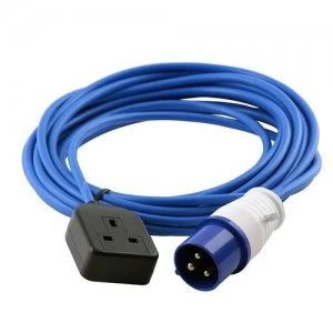 Zexum 16A 230V Blue Male to 1 Gang Socket Hook Up Extension Cable Lead - 0.3m