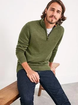 White Stuff York Merino Twist Funnel Neck Top - Green, Size S, Men