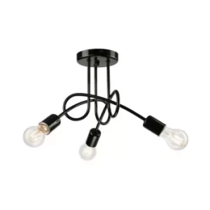 Camilla Multi Arm Semi Flush Ceiling Light Black, 3x E27