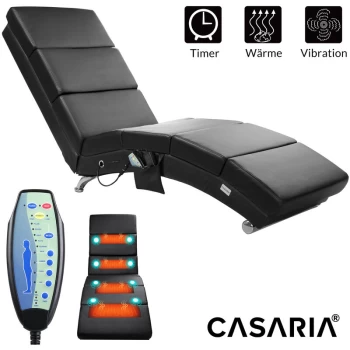 Relaxing Faux Leather Lounger London 8 Massage Points Different Modes Heating Function Modern Design Reclining Faux Leather Black - Casaria