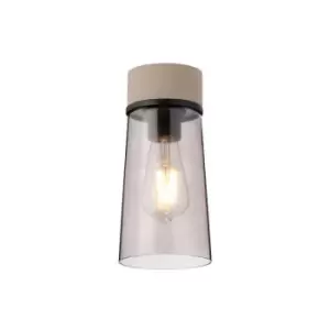 Luminosa Lighting - Luminosa Freedom Ceiling Lamp E27, With Small Cylindrical Cone Smoke Grey Glass Shade Terrazzo Marble, Black