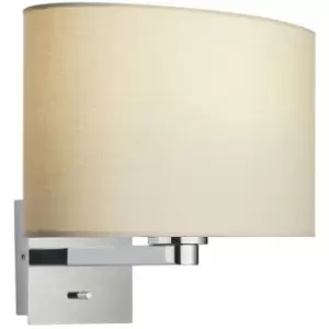 Loops - Wall Light & Shade Chrome Plate & Taupe Fabric 60W E27 Living Room e10288