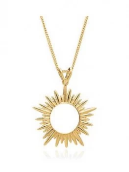 Rachel Jackson London 22Ct Gold Plated Silver Medium Sun Pendant Necklace