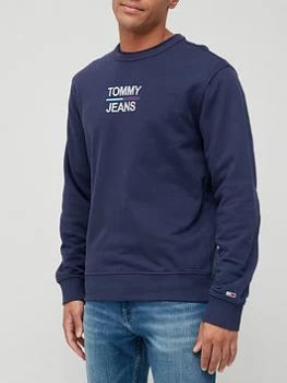 Tommy Jeans Essential Jersey Sweatshirt - Navy, Size L, Men