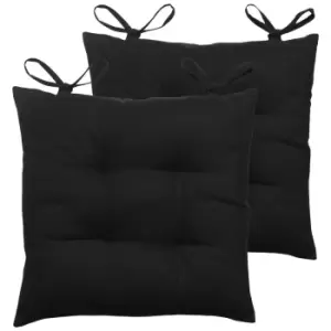 Furn. Cuba Pintuck Polyester Filled Seat Pads With Ties (pack Of 2) Cotton Black