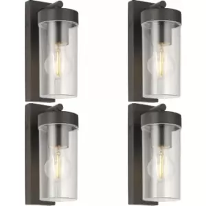 Loops - 4 pack Modern Outdoor IP44 Wall Lantern Light - 15W E27 gls LED - Dimmable