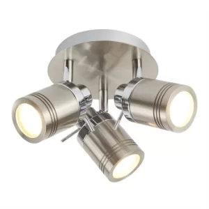 Samson 3 Light Bathroom Ceiling Spotlight Satin Silver IP44, GU10