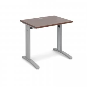 TR10 Straight Desk 800mm x 600mm - Silver Frame Walnut Top