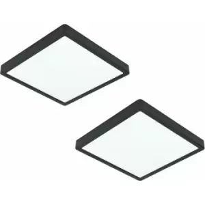 Loops - 2 pack Wall / Ceiling Light Black 285mm Square Surface Mounted 20W LED 3000K