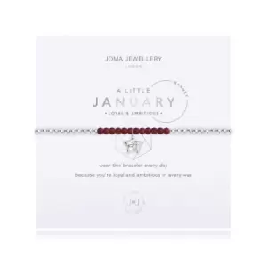 A Little Birthstone January Garnet Silver 17.5cm Stretch Bracelet 3460