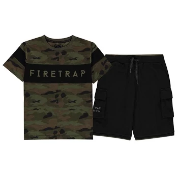 Firetrap Short Sleeve T-Shirt Set Infant Boys - Camo/Blk