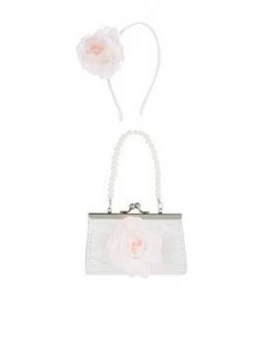 Monsoon Girls Chrissy Flower Mini Bag & Hair Band Set - Pink