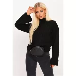 I Saw It First Black Turn Up Cuff Jumper - Black