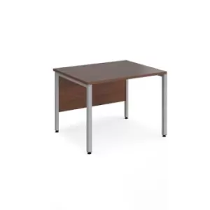 Office Desk 800mm Rectangular Desk With Bench Leg Walnut Tops With Silver Frames 800mm Depth Maestro 25