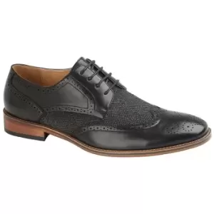 Goor Mens 4 Eye Leather Lined Brogue Gibson Shoe (7 UK) (Black)