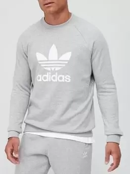 adidas Originals Trefoil Crew Sweat Top - , Grey Heather Size XS Men