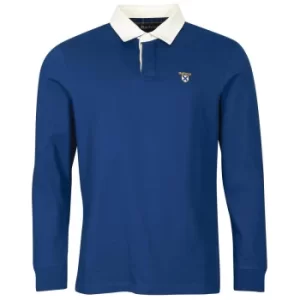 Barbour Mens Crest Rugby Shirt Deep Blue Medium