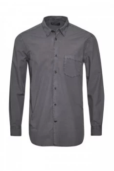 Mens French Connection Garment Dyed Polin Collared Shirt Grey Marl