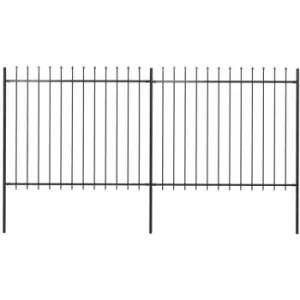 Garden Fence with Spear Top Steel 3.4x1.5 m Black Vidaxl Black