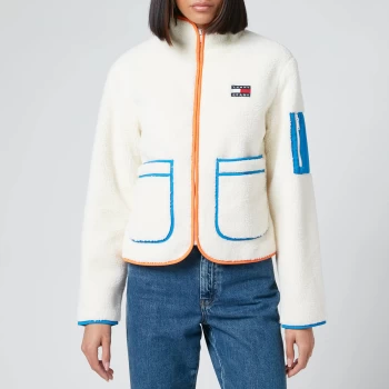 Tommy Jeans Womens Tjw Contrast Sherpa Jacket - White - M