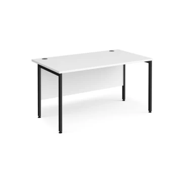 Office Desk 1400mm Rectangular Desk With H-Frame Leg White Tops With Black Frames 800mm Depth Maestro 25