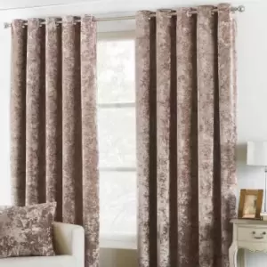 Paoletti Verona Crushed Velvet Ringtop Eyelet Curtains (Pair) Polyester Oyster (229X137Cm)