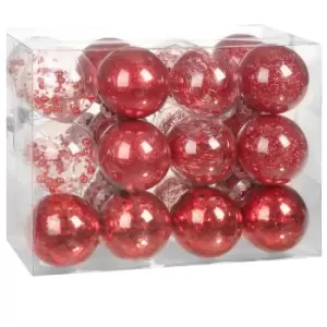 Christmas Tree Baubles 24 Pcs Red 7cm