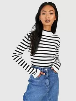 Boohoo Fine Gauge Stripe Jumper - Black