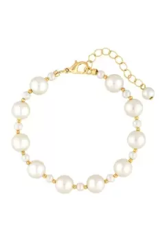 Cream Pearl And Gold Bead Bracelet