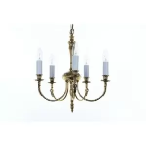 Impex Richmond Polished Brass 5 Arm Chandelier