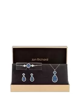 Jon Richard Rhodium Plated Montana Pear Drop Trio Set - Gift Boxed