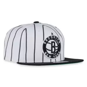 Mitchell And Ness Nba Retro Pinstripe Snapback Brooklyn Nets, White, Male, Headwear, HHSS3471-BNEYYPPPWHIT