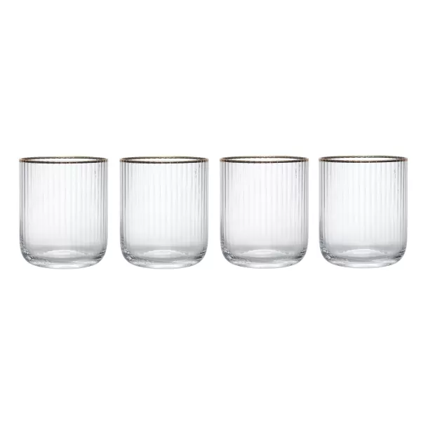 Sorrento Ridged Crystal Tumbler Glasses, Set of 4, 400ml