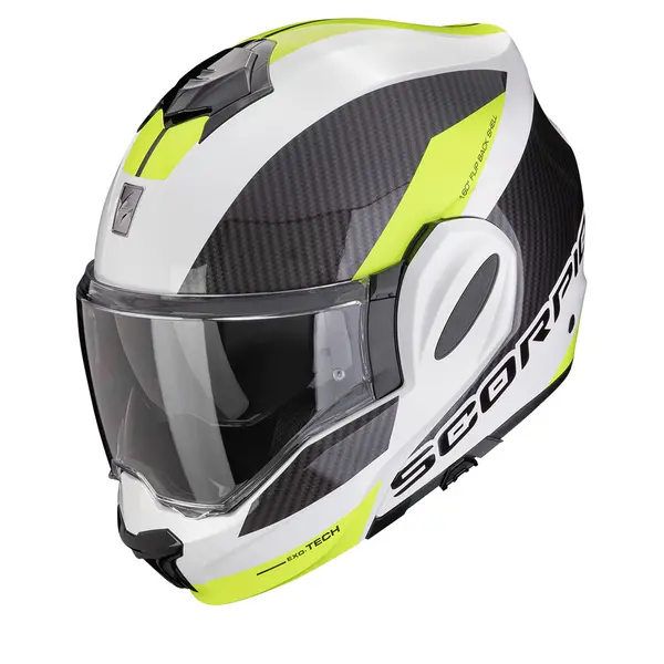 Scorpion Exo-Tech Evo Team White-Neon Yellow Modular Helmet XL