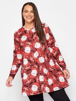 Yours Novelty Long Sleeve Santa Tunic - Red, Size 30-32, Women