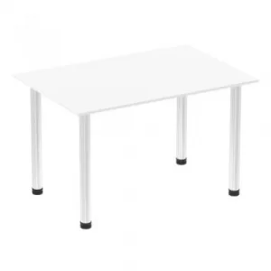 Impulse 1200mm Straight Table White Top Chrome Post Leg I003584