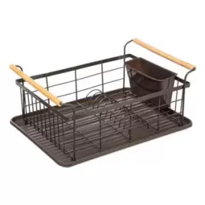 5Five Modern Dishrack With Bamboo Handle - Black