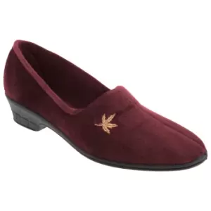 Sleepers Womens/Ladies Andover Heeled Motif Leaf Slippers (3 UK) (Burgundy)