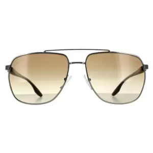 Aviator Gunmetal Brown Gradient Sunglasses