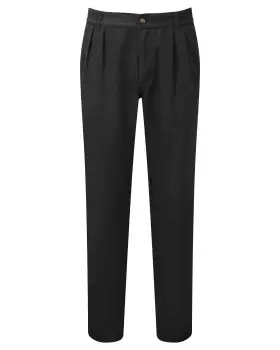 Cotton Traders Mens Pleat Front Comfort Trousers in Black