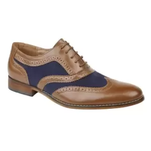 Roamers Boys 5 Eye Brogue Oxford Shoes (4 UK) (Tan/Navy)