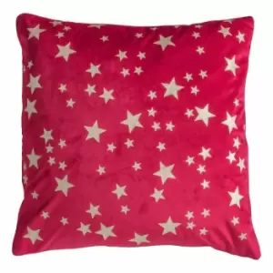 Crossland Grove Star Metallic Velvet Cushion Red 450x450mm