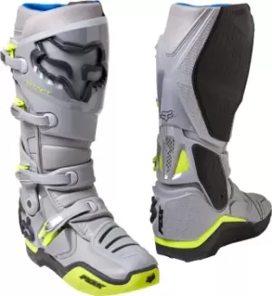 FOX Instinct Motocross Boots, grey-yellow, Size 49, grey-yellow, Size 49