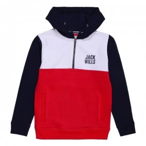 Jack Wills Colour Block quarter Zip Hoodie - Blue